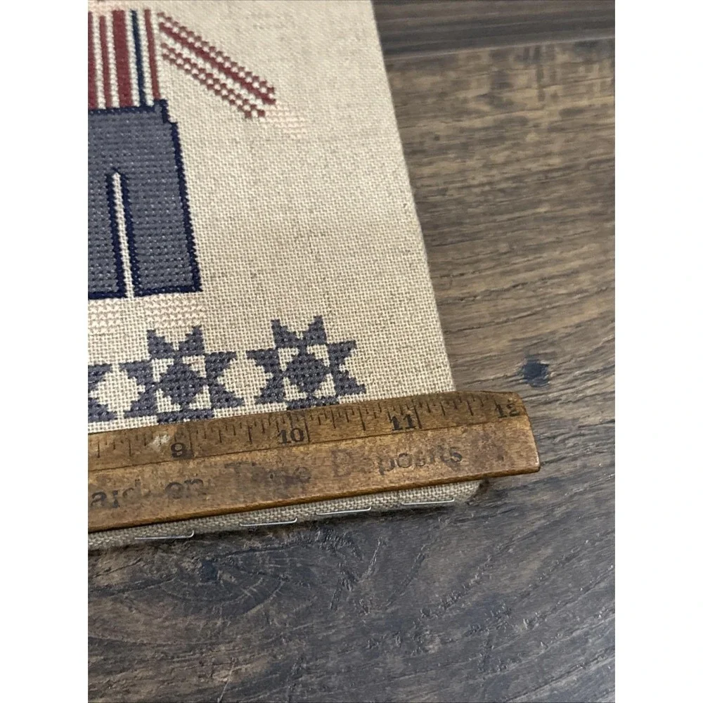 Vintage Primitive Finished Cross Stitch Patriotic Theme 11.5